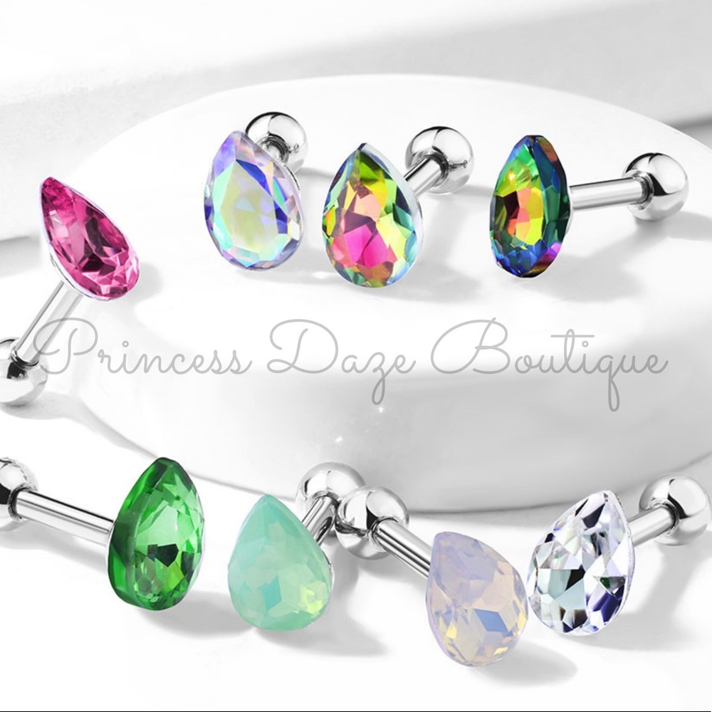 Tear Drop Cartilage/ Tragus Barbell Earrings